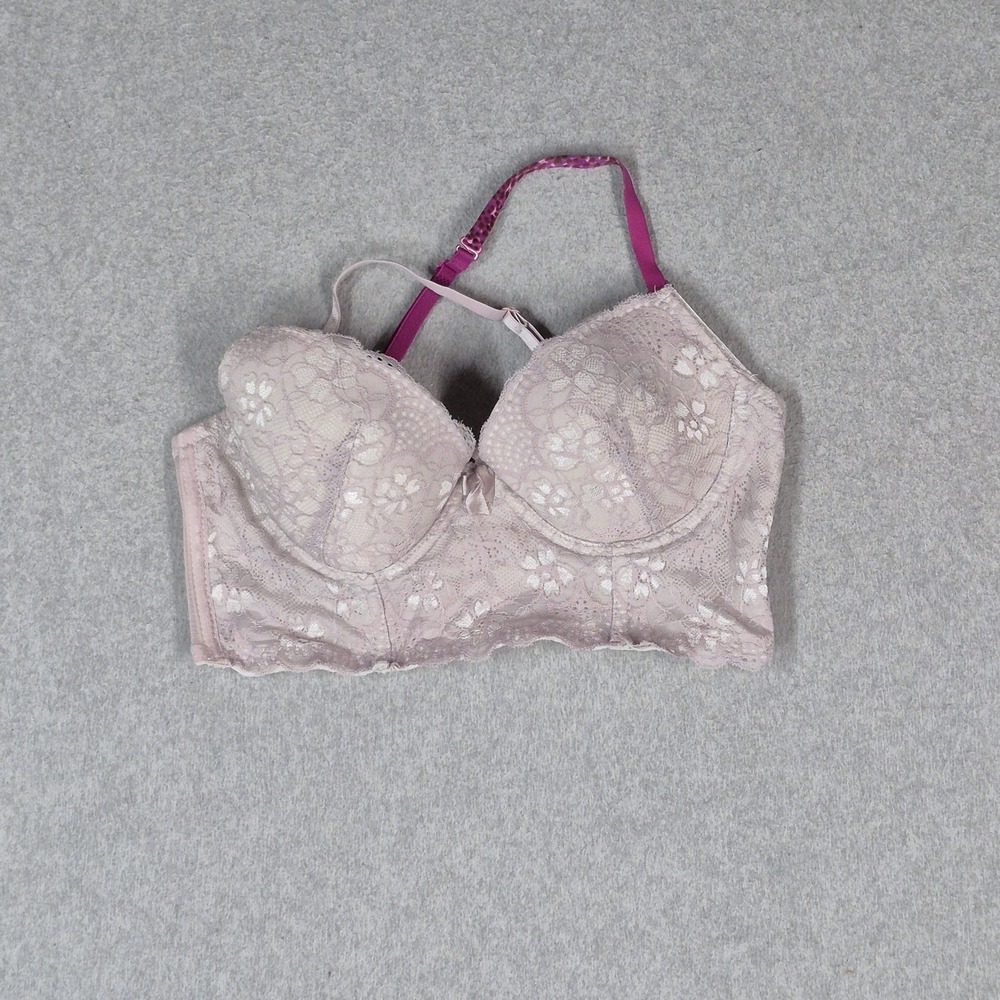 Sophie Women Bra 34C Pink Floral Longline Underwired Lace Bow READ